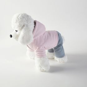 Corduroy Pet Four-legged Hooded Fleece Lined Coat (Option: Pink Corduroy-S)