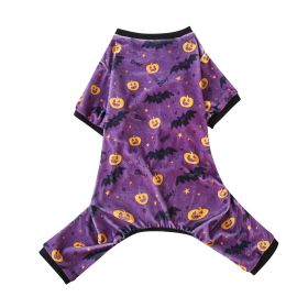 Halloween Dogs And Cats Universal Cartoon Printed Pet Clothes (Option: Purple-S)